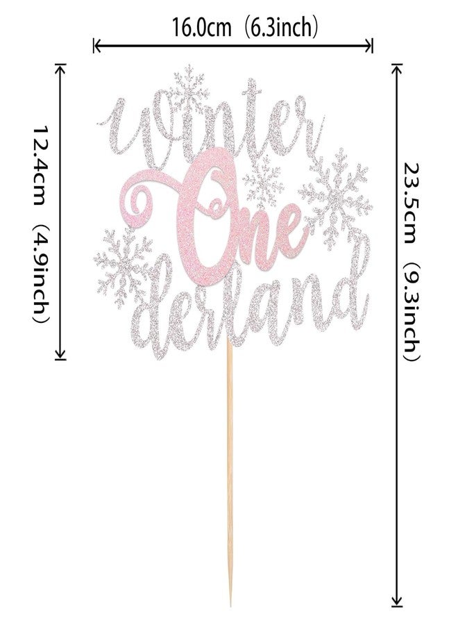 Confetti Sparkling Winter Onederland Snowflake Birthday Cake Topper - Glittery Silver and Blue Snowflake Theme Decorations for First Birthdays and Winter Celebrations (Pink) - Image 3